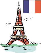 フランスの国旗とエッフェル塔のイラスト